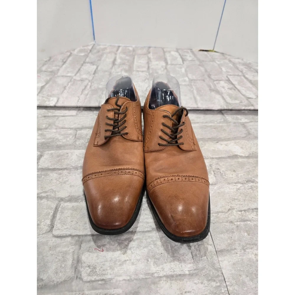 Alfani Platinum Men's Leather Dress Shoes Size 11 M Dark‎ Tan Denver Almond Toe